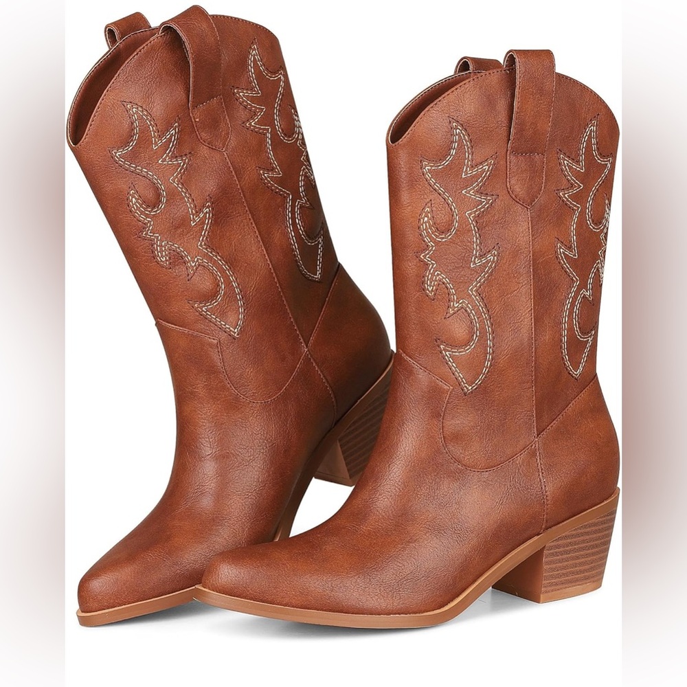 Vimisaoi Brown Western Cowboy Boots